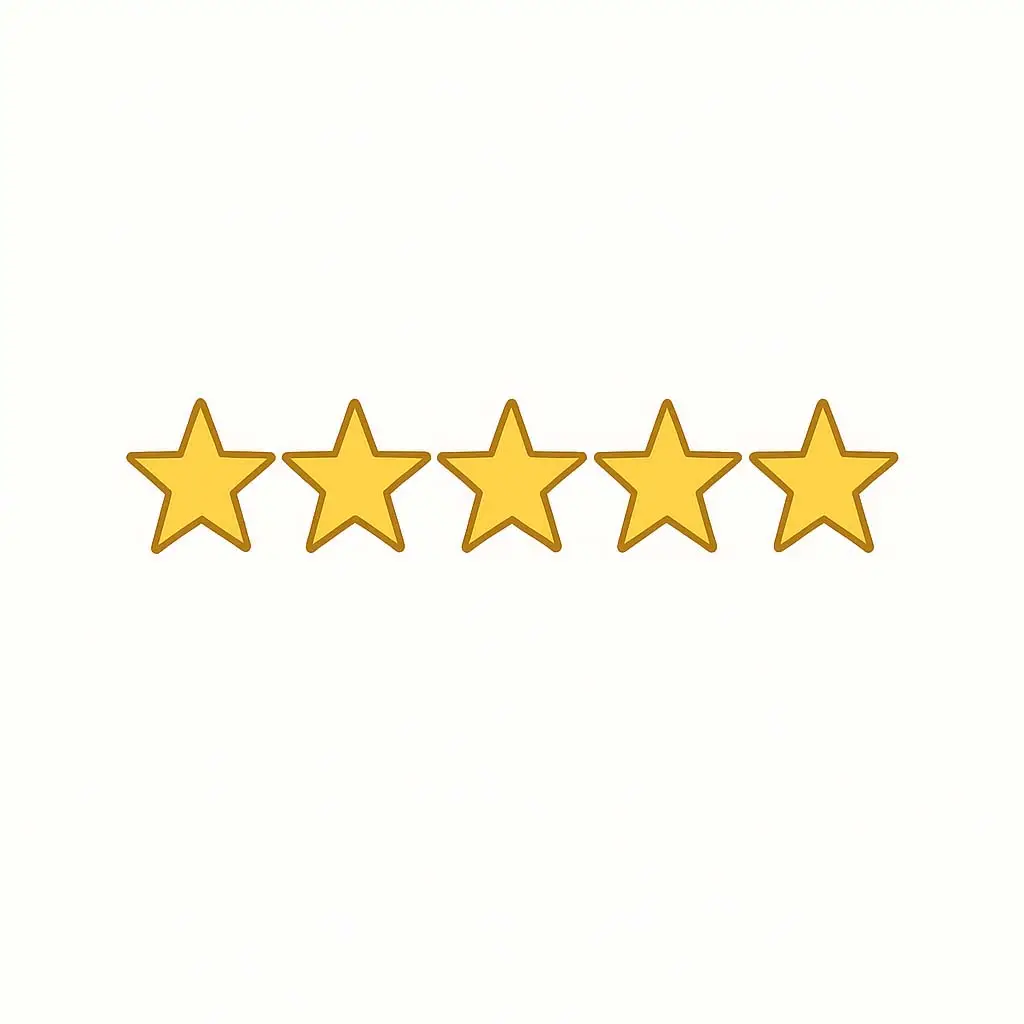 Five gold stars representing a 5-star rating